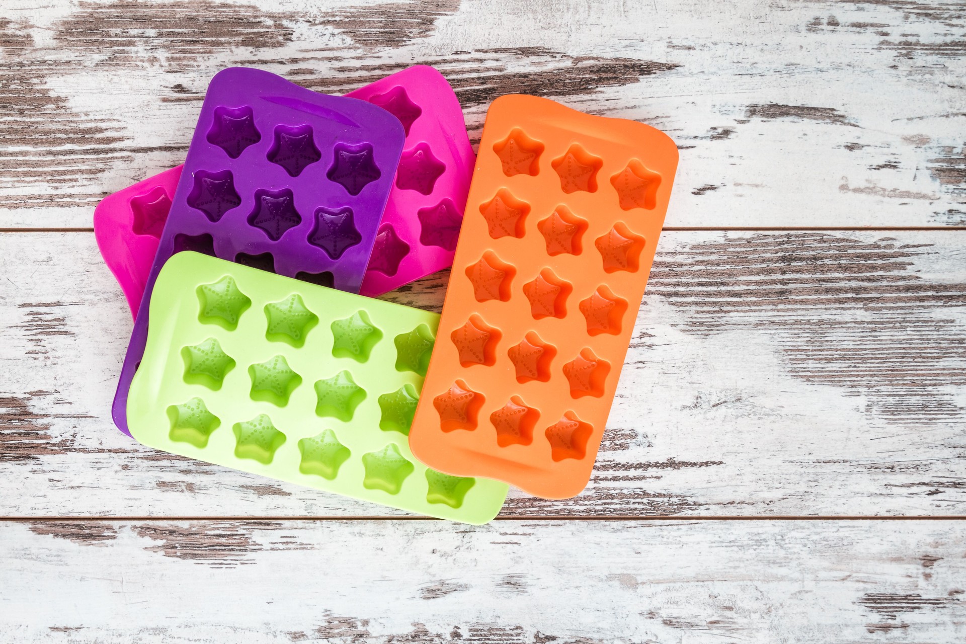 Empty Colorful Silicon molds for making chocolate
